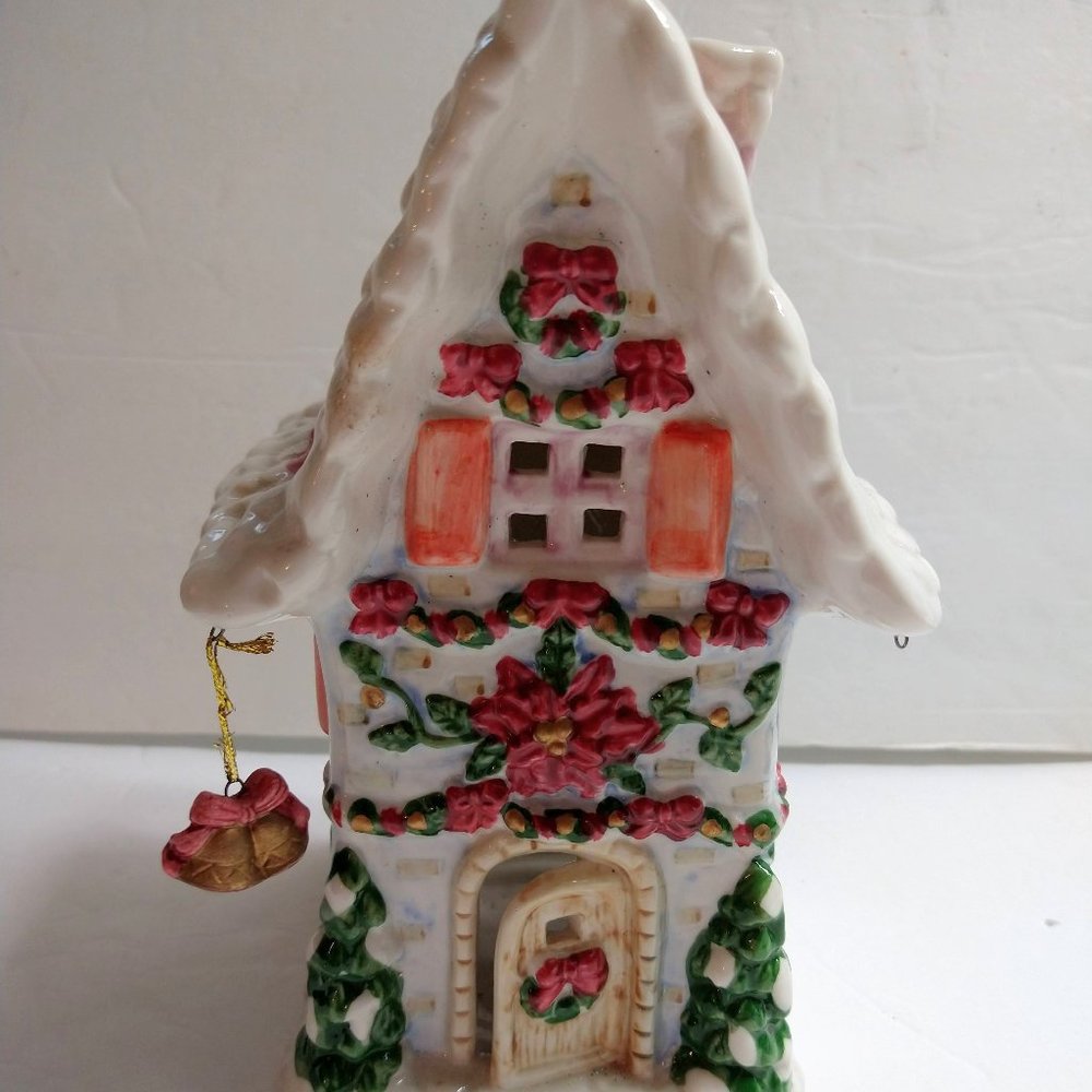 Beautiful ceramic Christmas village candle House